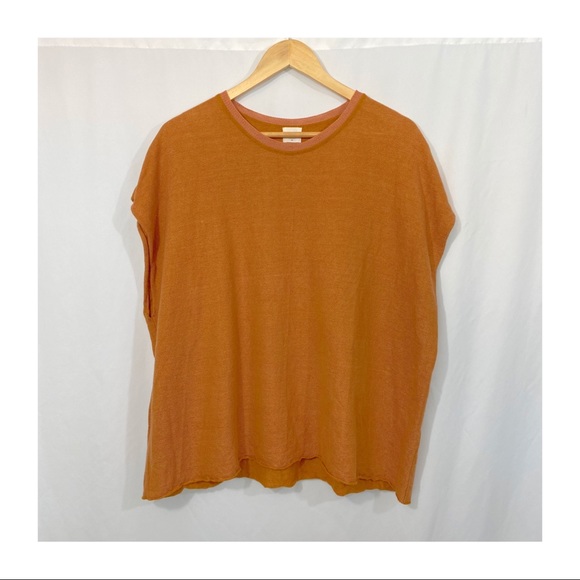 Babaa Tops - Babaa 100% Linen Woven Short Sleeve Crewneck Top